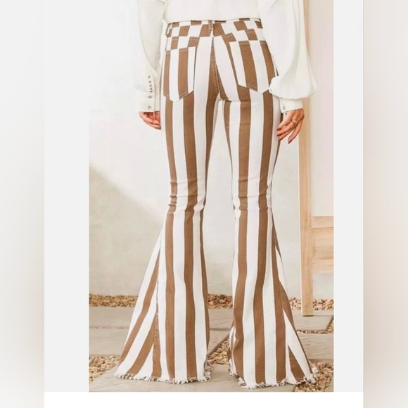 Saints and Hearts Striped Bell Bottom Pants - Picture 2 of 7